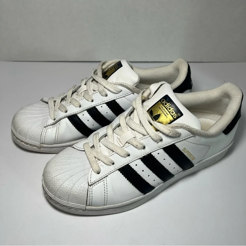Adidas Superstar Originals Core White Black Low Leather Skateboard Gold Men's 6